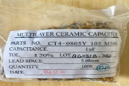 105M/50V P5.08  20% 1uF  monolithic ceramic capacitor 