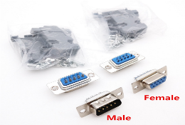 RS232 Parallel Serial Port DB9 9 Pin D Sub Male/Female Solder Connector ， Plastic Shell Cover