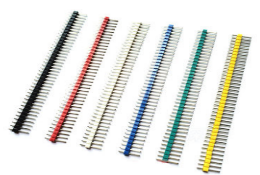 彩色单排排针2.54mm 1X40pin直针，红蓝黄白黑绿镀锡镀金