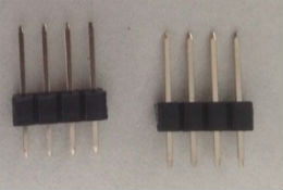 single row straight male pin header ,1X4pin 2.54mm pin pitch,Golden plated 0.8U 